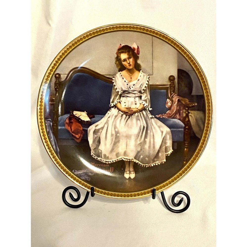 Vintage Norman Rockwell Waiting at the Dance Collectible Plate No 14195 6